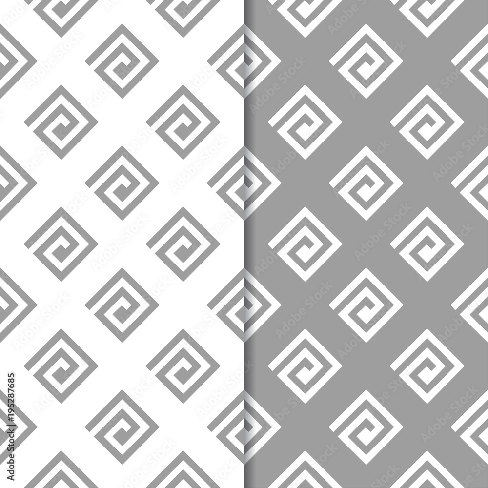 Gray and white geometric prints. Set of seamless patterns Gray and white geometric prints. Set of seamless patterns