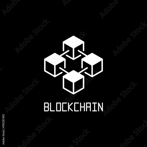 White blockchain technology concept vector icon