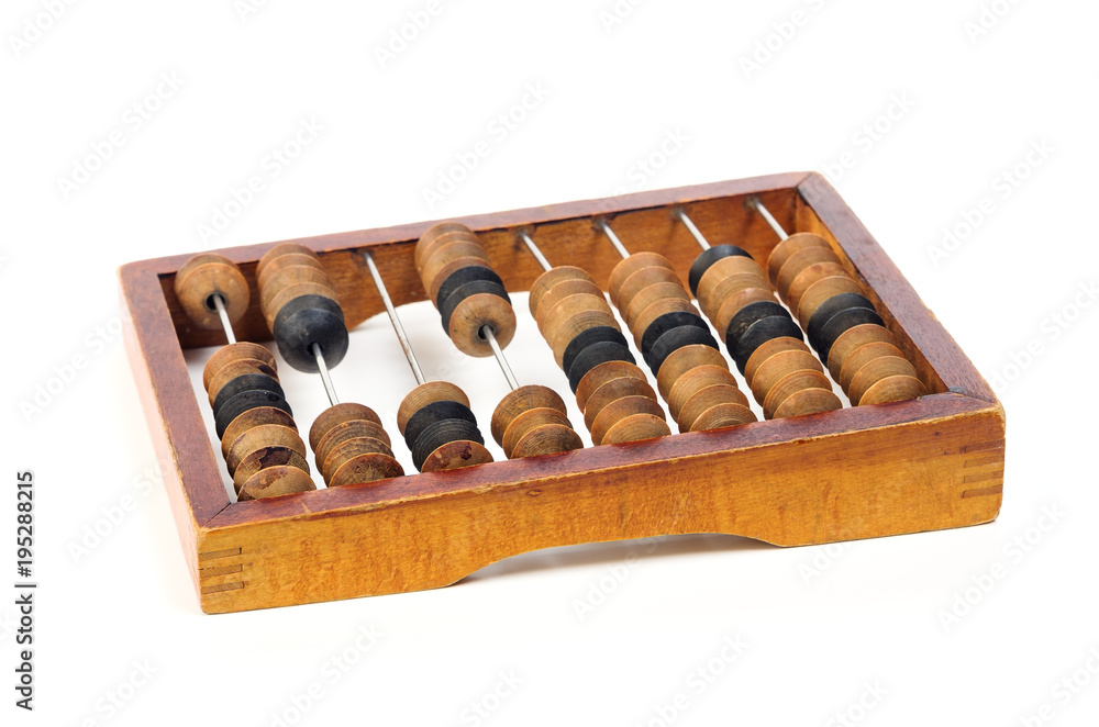 Old wooden abacus. Object isolated on white background Old wooden abacus. Object isolated on white background