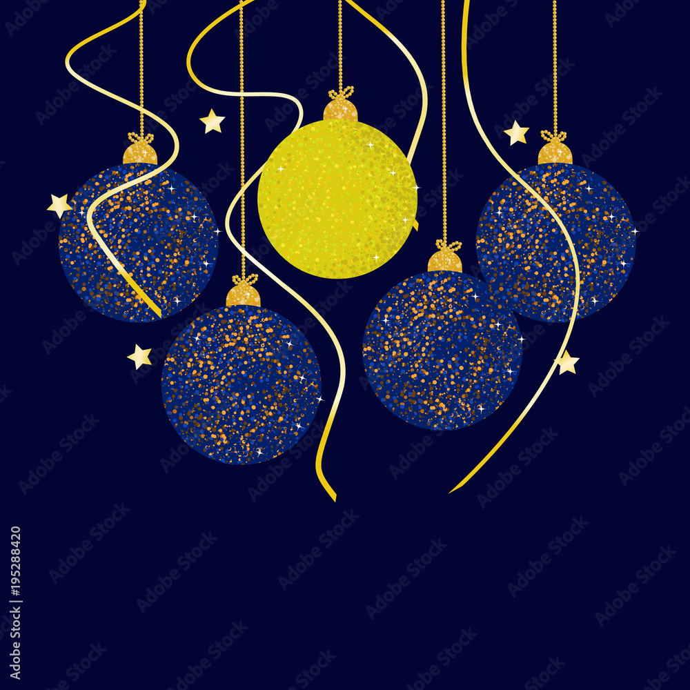 New Year Background. Colorful Christmas Balls for greeting, invitation cards design.