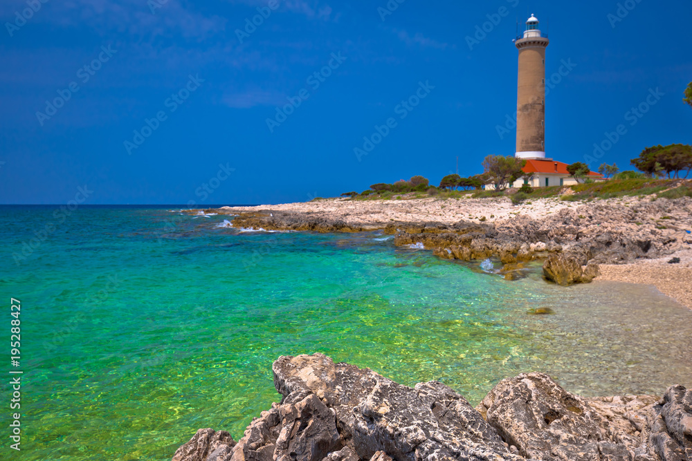 Veli Rat lighthouse and turquoise beach view