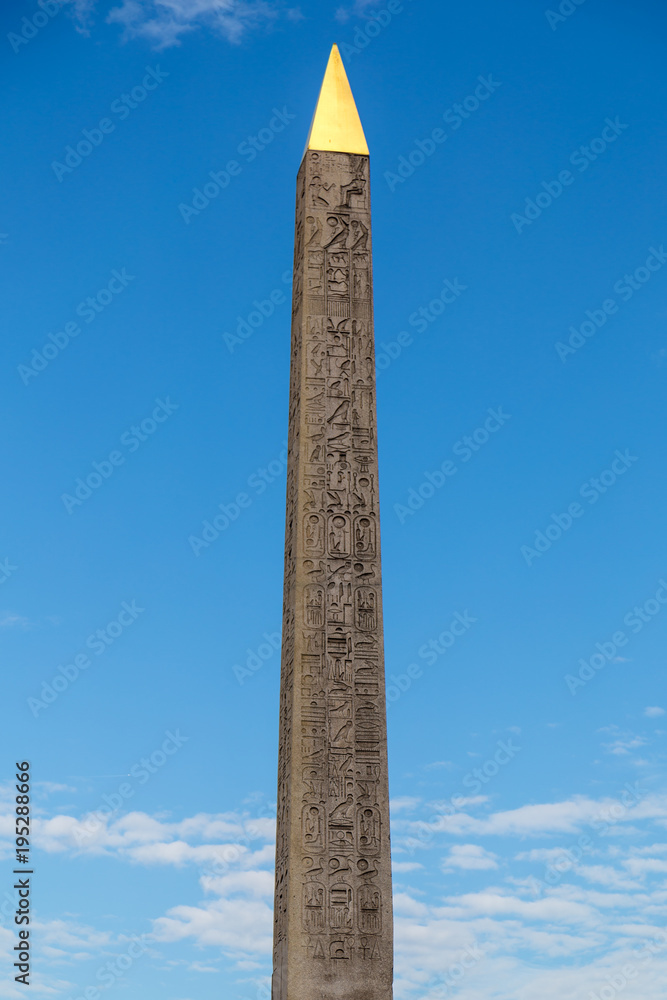 The Luxor Obelisk is an Egyptian obelisk standing at the center of the Place de la Concorde in Paris, France. Paris, France on October 17, 2014 in Paris