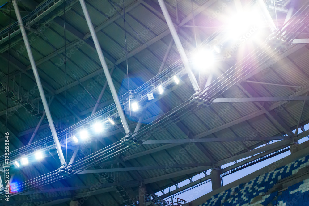 Spotlights on the roof of the stadium Spotlights on the roof of the stadium