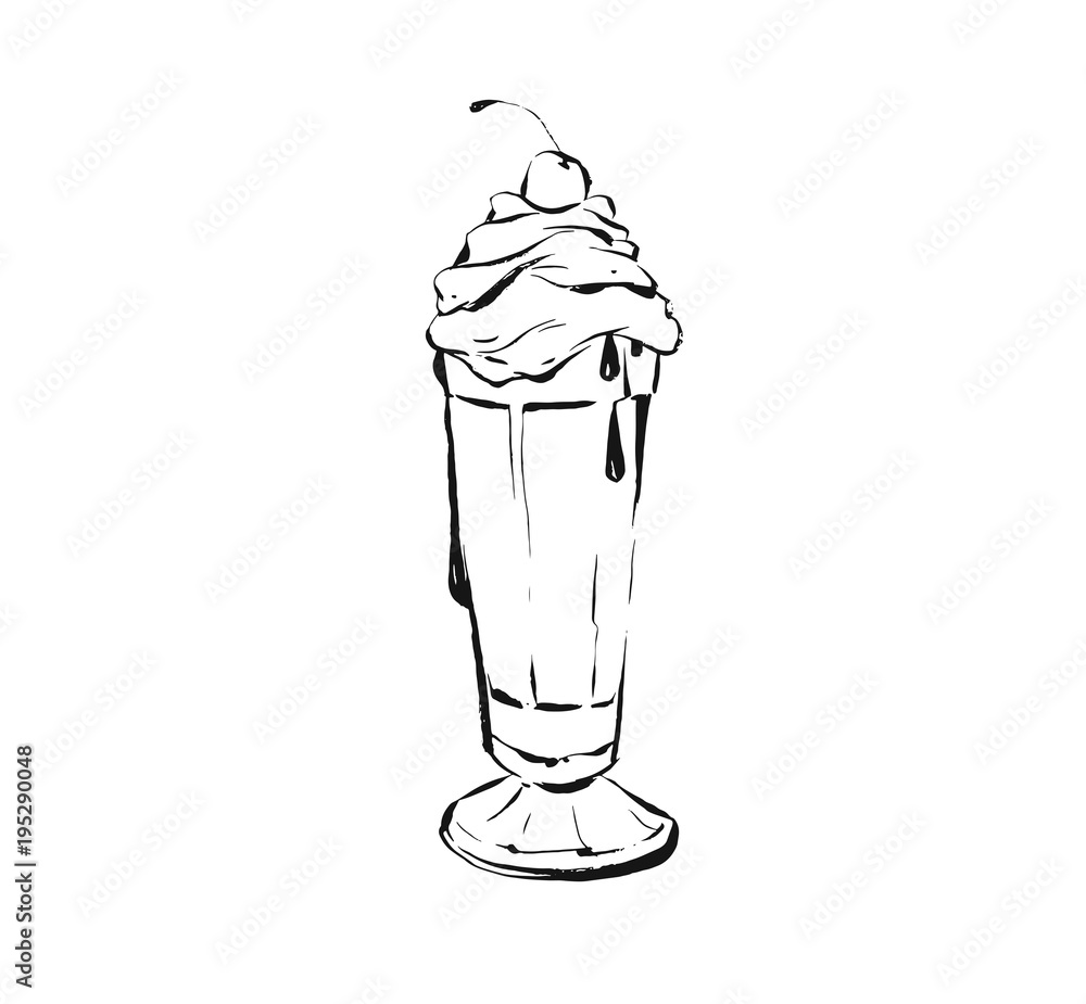 Premium Vector, Hand drawn sketch of summer milkshake
