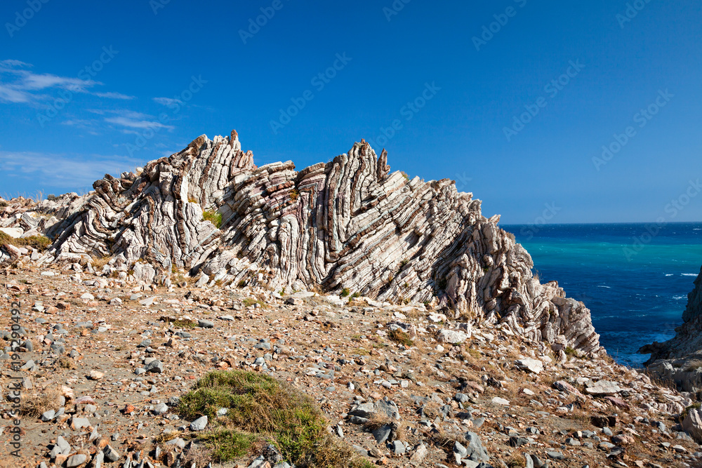 Layered rocks on the southern coast of Crete.