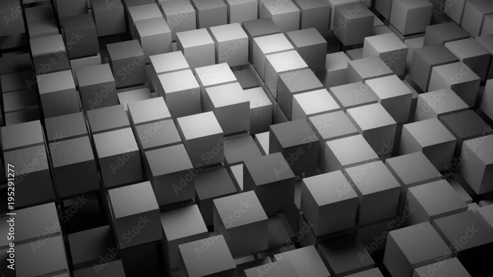 3d rendered abstract background with a lot of squares. Multi layered structure with randomly disappearing elements. Loopable rotation and animation.
3d rendered abstract background with a lot of squares. Multi layered structure with randomly disappearing elements. Loopable rotation and animation.