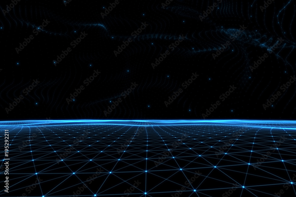 Conceptual network data with lines and dots on black illustration background. Conceptual network data with lines and dots on black illustration background.