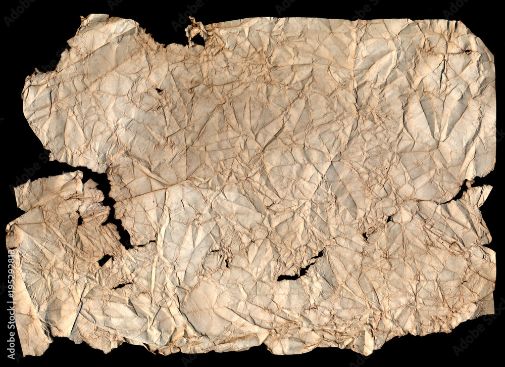 Fototapeta premium Old wrinkled paper damaged at the edges Pirates map base 