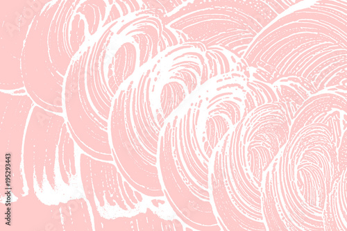 Natural soap texture. Admirable millenial pink foam trace background. Artistic energetic soap suds. Cleanliness, cleanness, purity concept. Vector illustration.