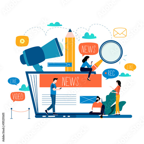 News update, online news, newspaper, news website flat vector illustration. News webpage, information about events, activities, company information and announcements