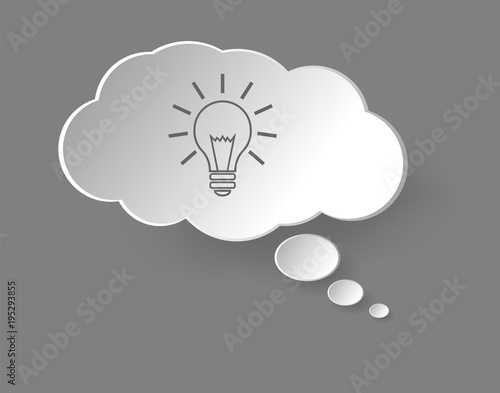 Paper cut illustration dream cloud with idea. Vector origami.