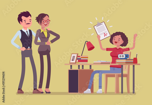 Student girl happy with an excellent mark