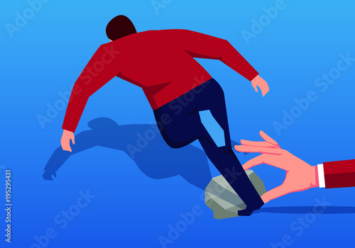 Businessman tripped over by stones