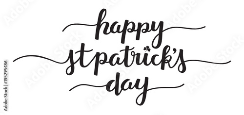 HAPPY ST PATRICK’S DAY hand lettering banner with shamrock