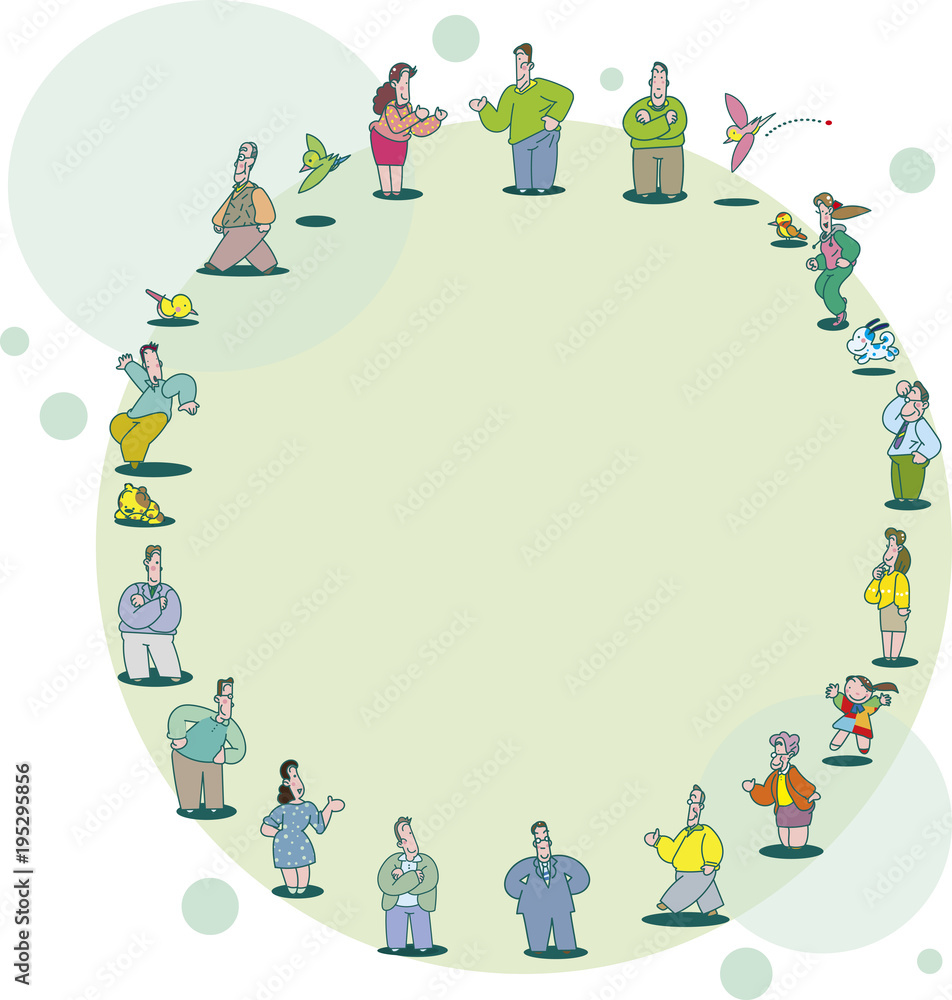 Obraz premium 人びとの輪と広場