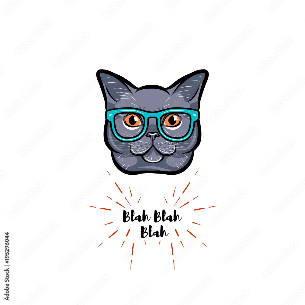 Grey Cat in smart glasses. .