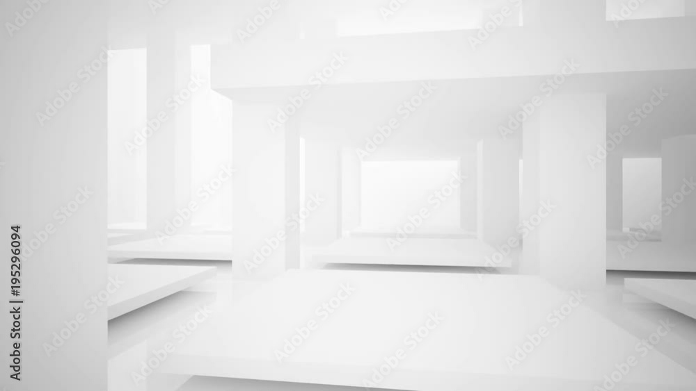 Abstract dynamic interior with black smooth objects. 3D illustration and rendering Abstract dynamic interior with black smooth objects. 3D illustration and rendering