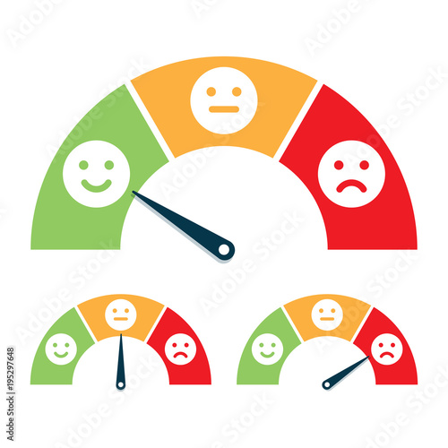Feedback concept, valuation by emoticons. Vector illustration
