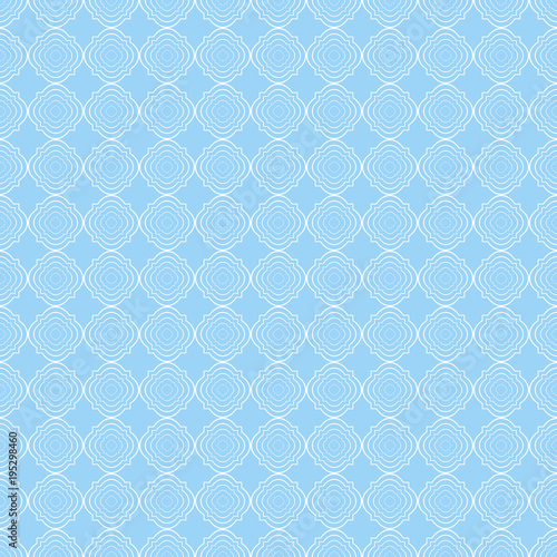 white and blue quatrefoil pattern
