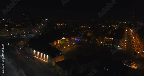 Wallpaper Mural AERIAL. Klaipeda City lights. Night flight over the town center from bird eye. Winter time. Torontodigital.ca