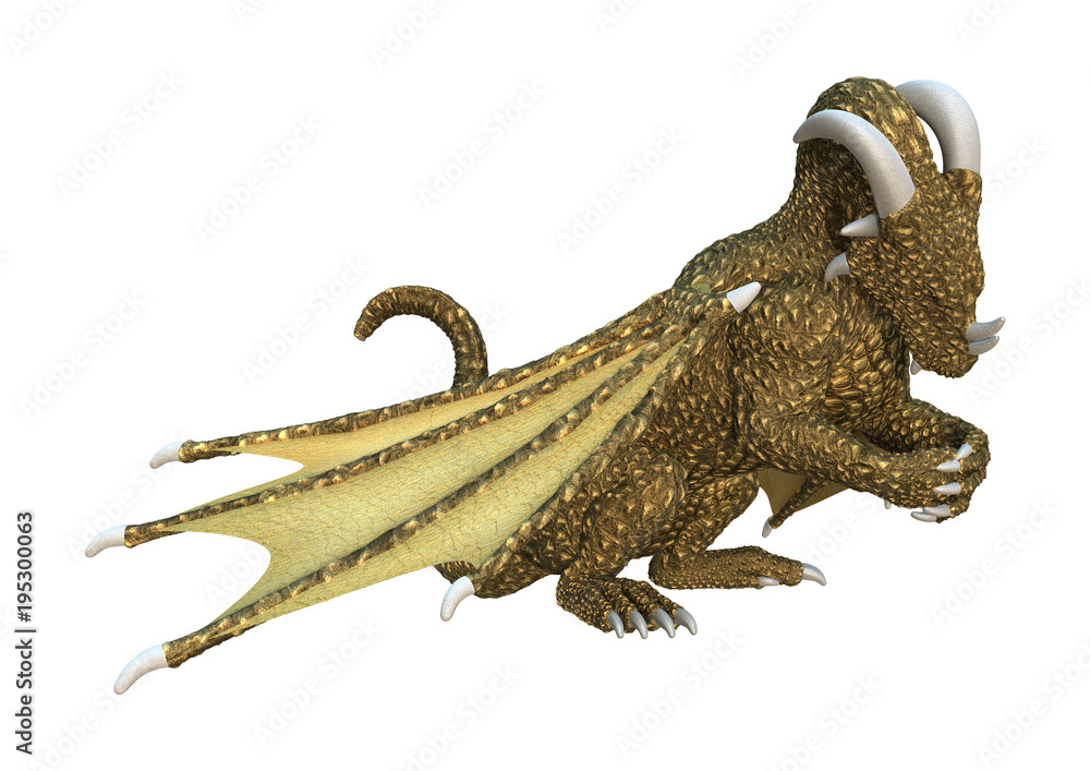 3D Rendering Fantasy Dragon on White 3D Rendering Fantasy Dragon on White