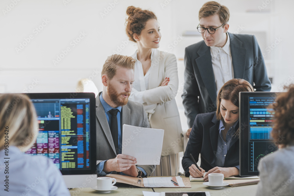 Businesspeople Working at Stock Exchange Market Businesspeople Working at Stock Exchange Market