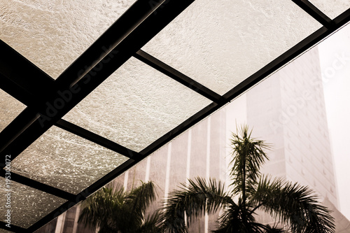 Photography Glass roof with metal frame construction details