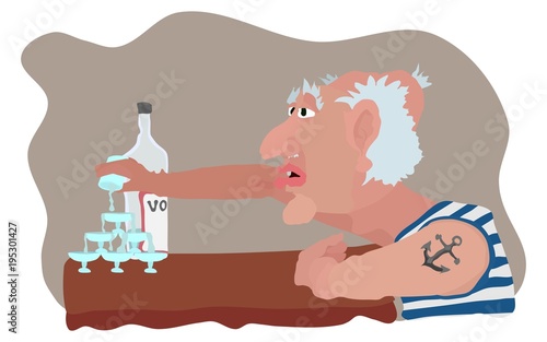 chronic alcoholic and booze cartoon