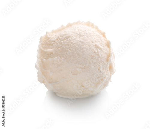 Delicious vanilla ice cream on white background