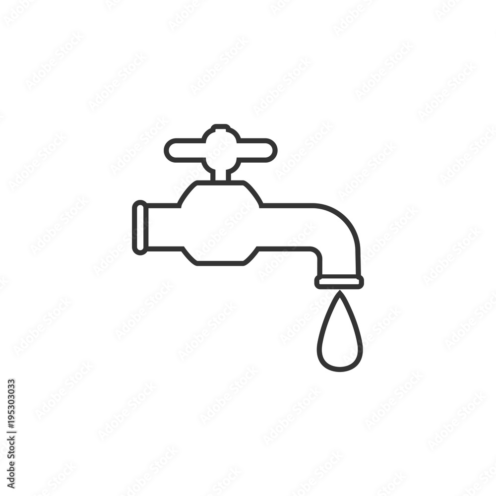 Faucet icon, water tap sign. Vector illustration. Flat design. Faucet icon, water tap sign. Vector illustration. Flat design.