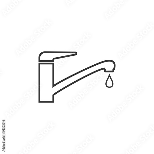 Faucet icon, water tap sign. Vector illustration. Flat design.
