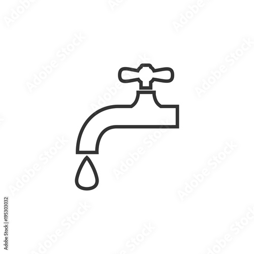 Faucet icon, water tap sign. Vector illustration. Flat design.