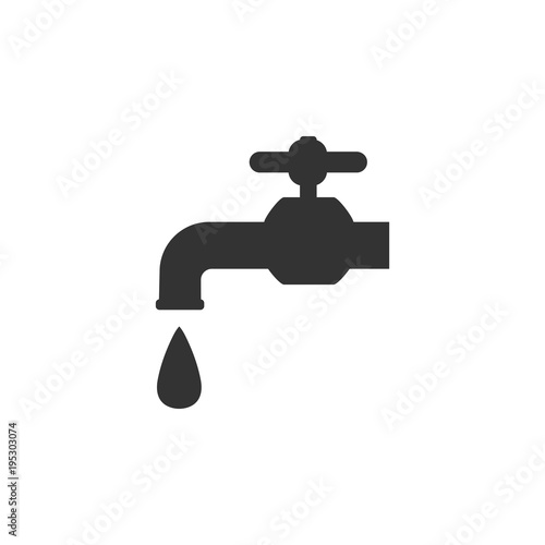 Faucet icon, water tap sign. Vector illustration. Flat design.
