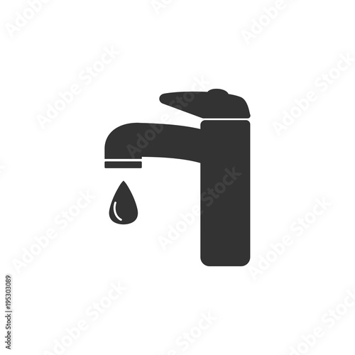 Faucet icon, water tap sign. Vector illustration. Flat design.
