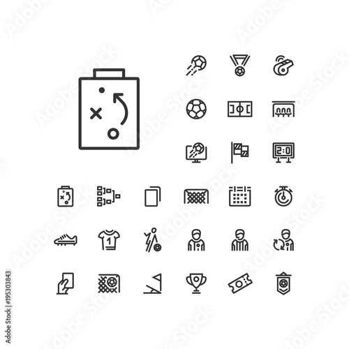 Tactics icon in set on the white background. Soccer / football linear icons to use in web and mobile app.