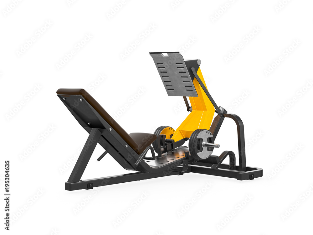 Multifunctional gym machine, angle view isolated on white background. 3D Rendering, Illustration. Multifunctional gym machine, angle view isolated on white background. 3D Rendering, Illustration.