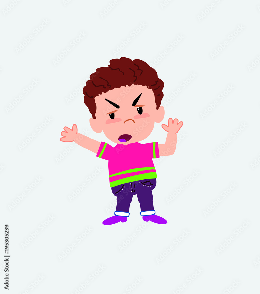 Boy in shirt argues something with a gesture of discontent. Boy in shirt argues something with a gesture of discontent.