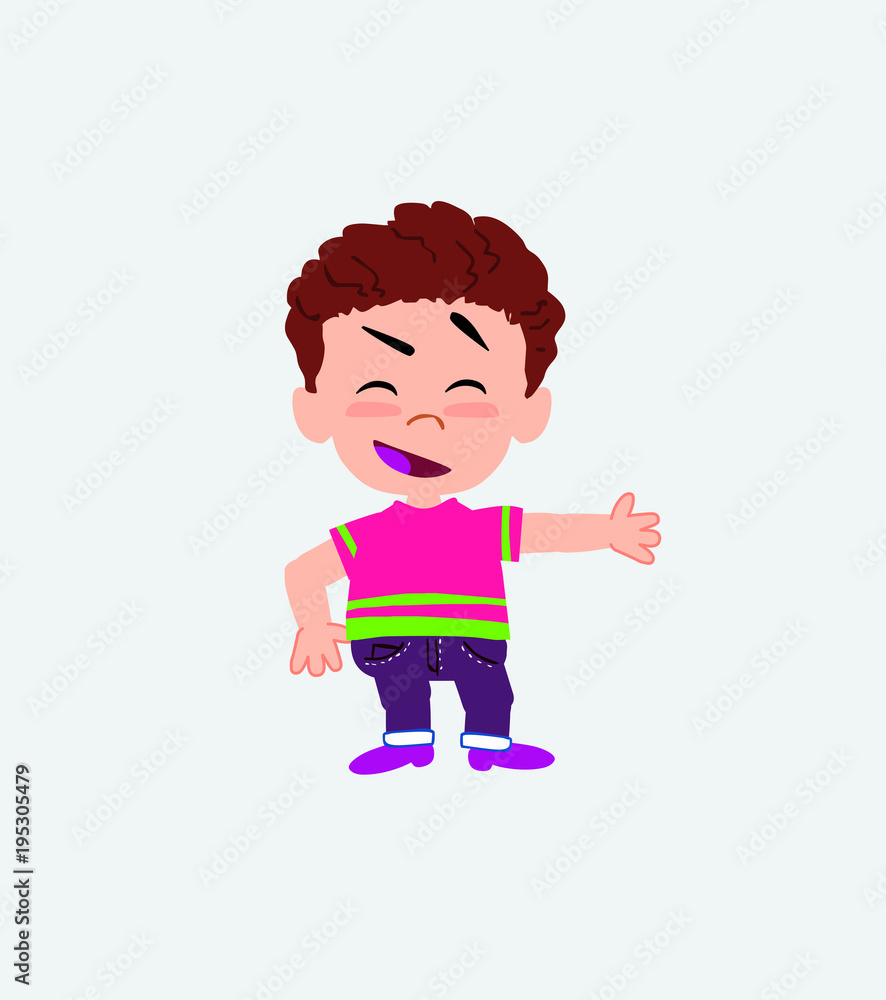 Boy in shirt showing something in an optimistic and positive attitude. Boy in shirt showing something in an optimistic and positive attitude.