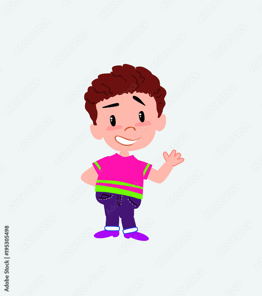 Boy in shirt showing something in positive attitude. Boy in shirt showing something in positive attitude.