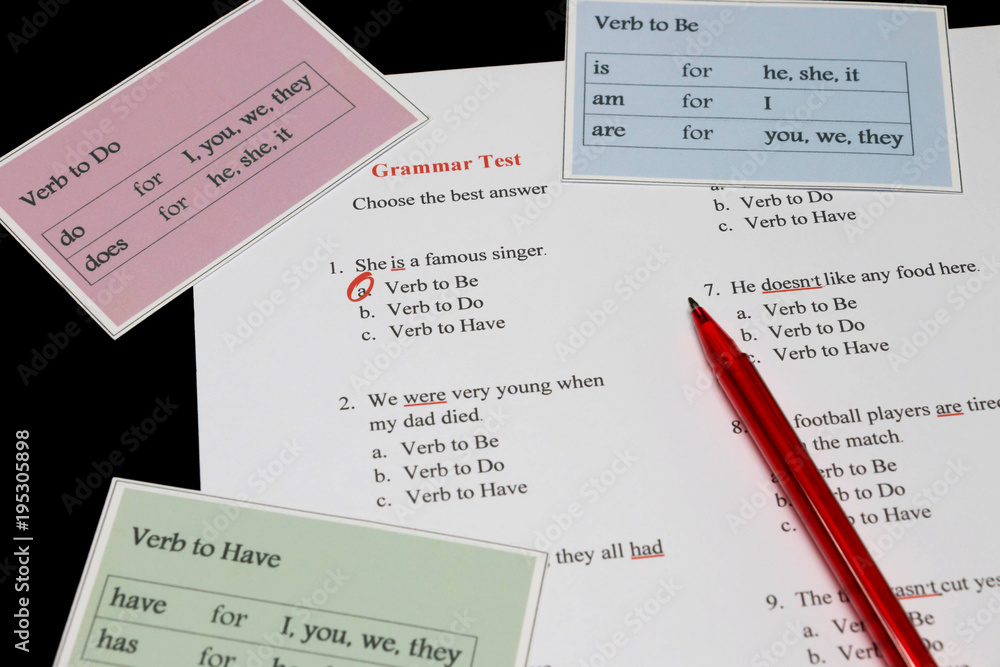 Obraz premium grammar test sheet