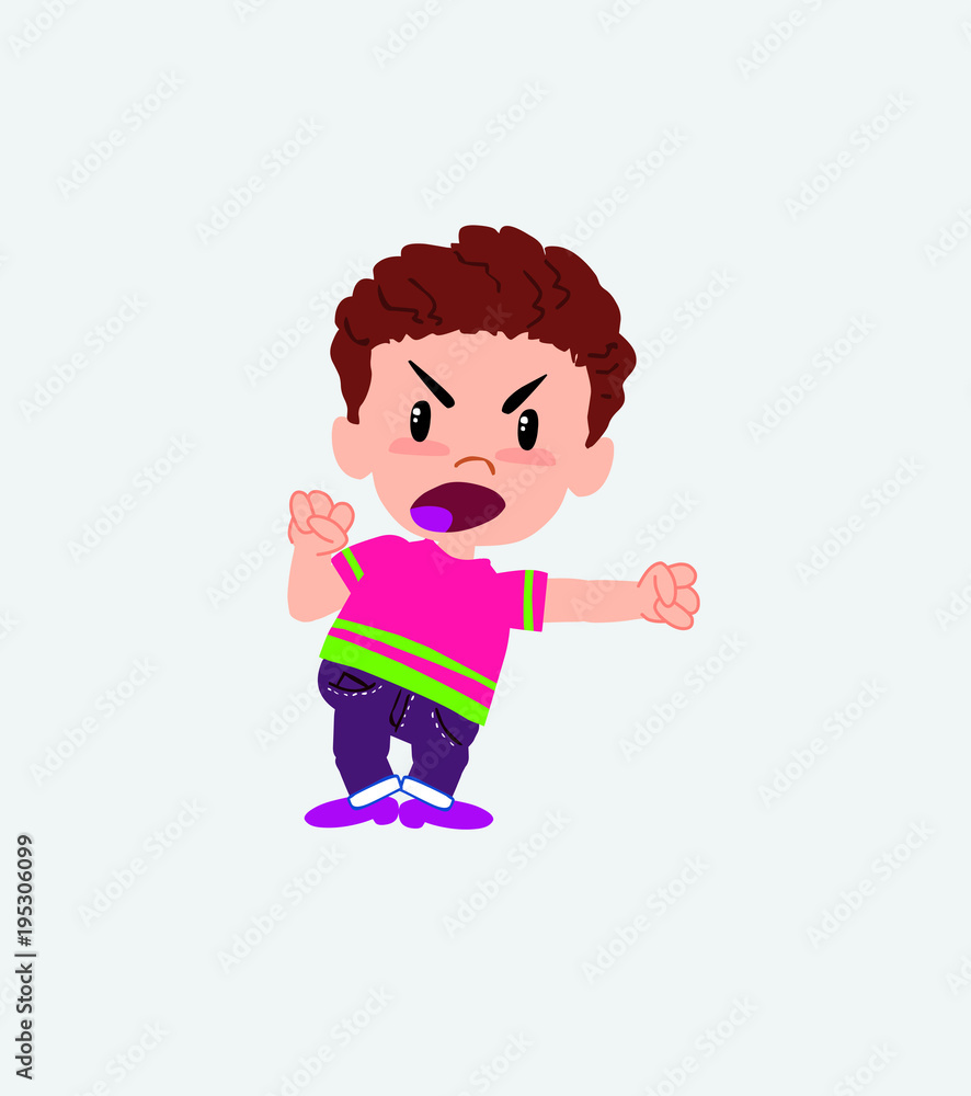 Boy in shirt screams very angry. Boy in shirt screams very angry.