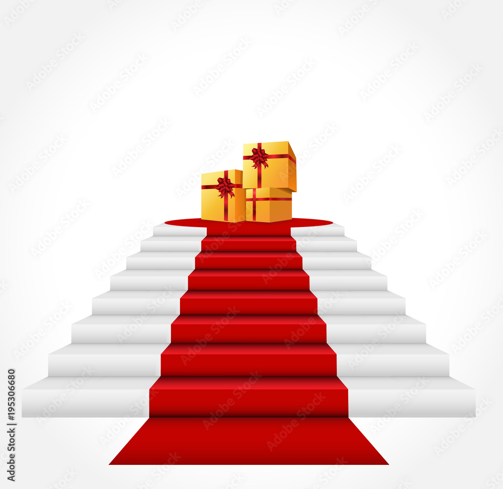 Red carpet, gift boxes Red carpet, gift boxes