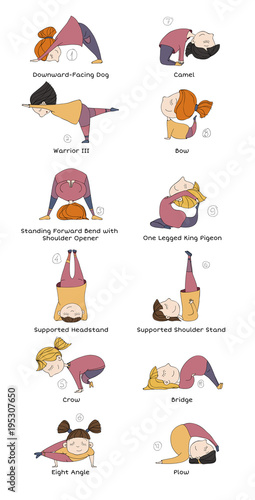 illustration of kids doing yoga