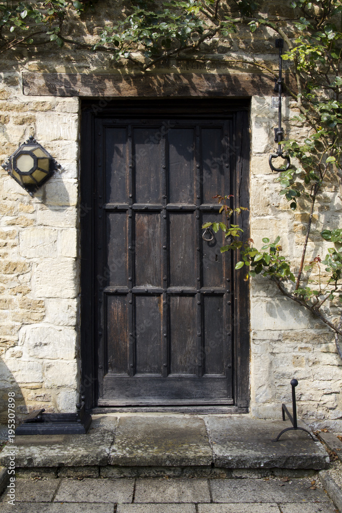 Old studded wood entrance door