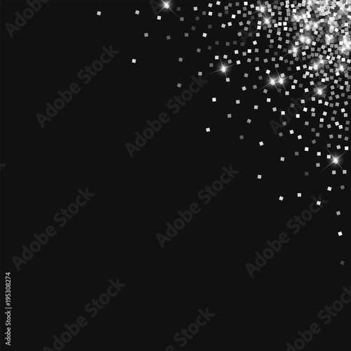 Sparkling silver. Top right corner gradient with sparkling silver on black background. Beauteous Vector illustration.