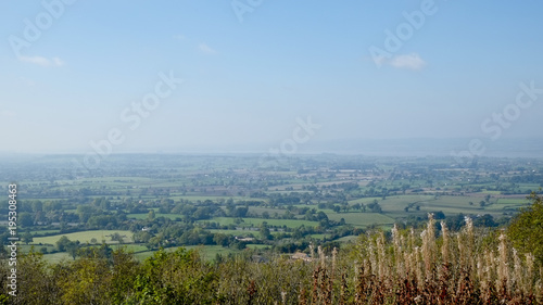 View over The Severn Vale from Stinchcombe Hill viewpoint, Cotswolds, Gloucestershire, UK