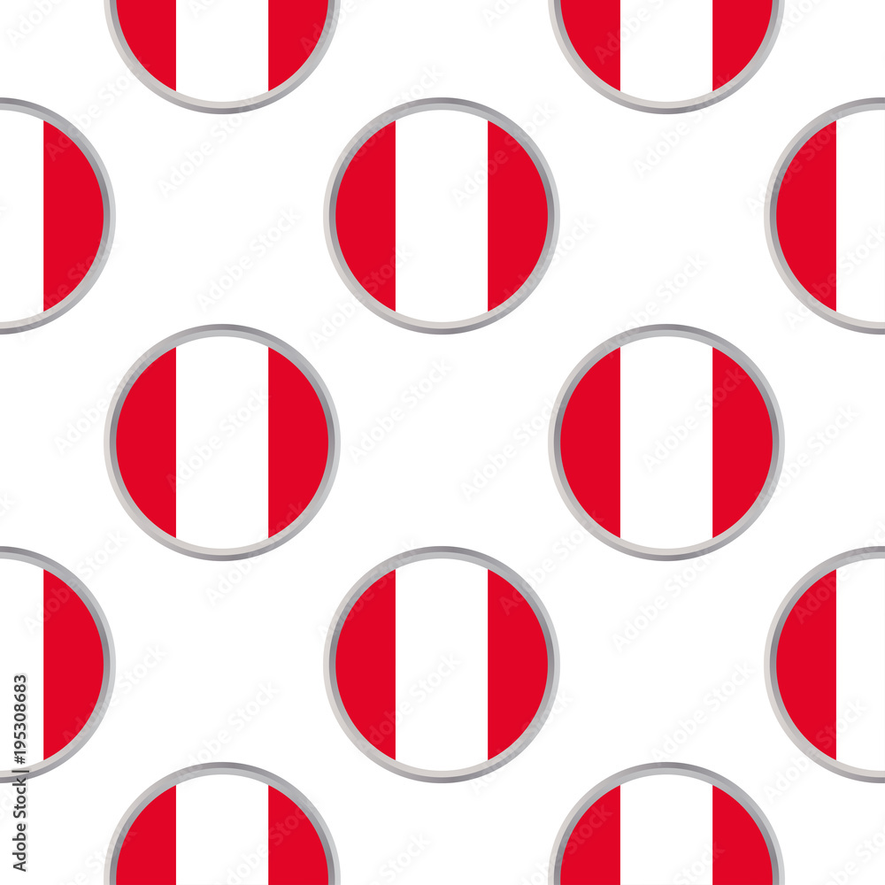 Seamless pattern from the circles with flag of Peru. Seamless pattern from the circles with flag of Peru.