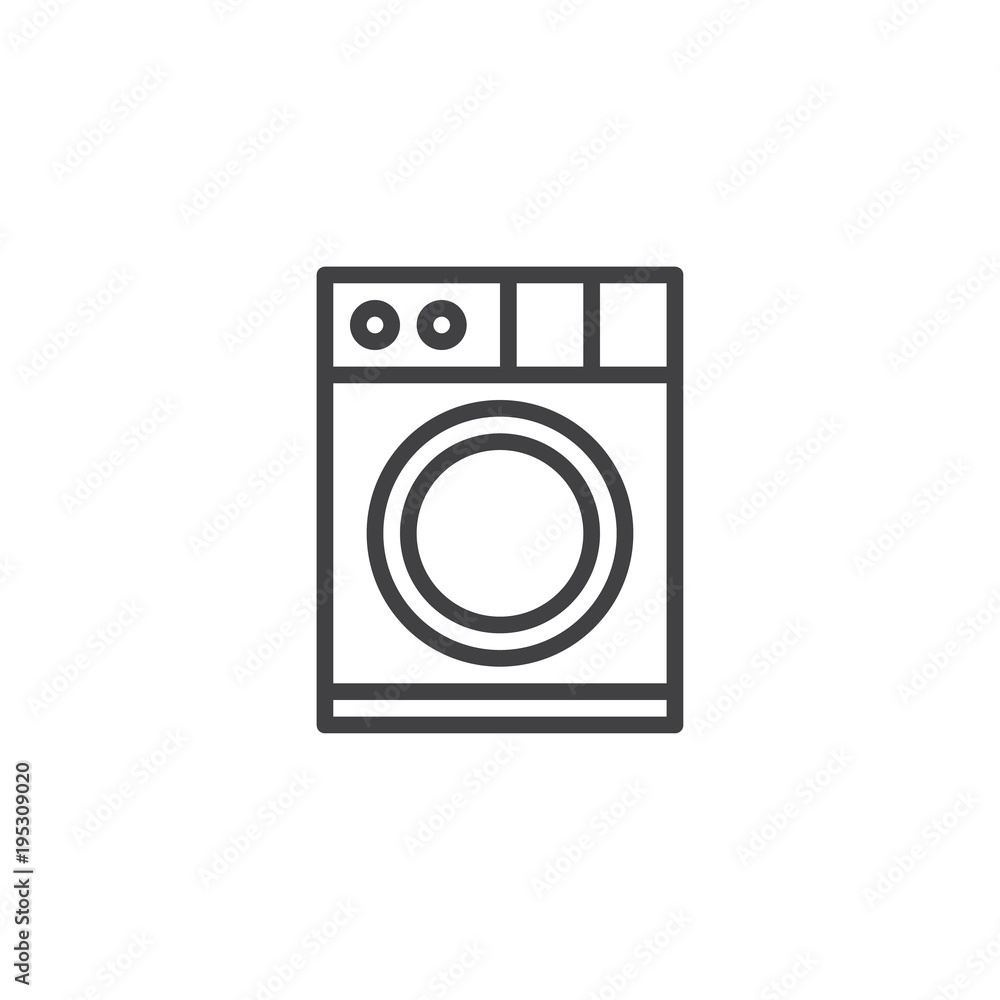 Washing machine outline icon. linear style sign for mobile concept and web design. Clothes washer simple line vector icon. Laundry symbol, logo illustration. Pixel perfect vector graphics Washing machine outline icon. linear style sign for mobile concept and web design. Clothes washer simple line vector icon. Laundry symbol, logo illustration. Pixel perfect vector graphics
