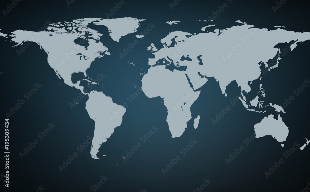 Gray Map world isolated on dark background