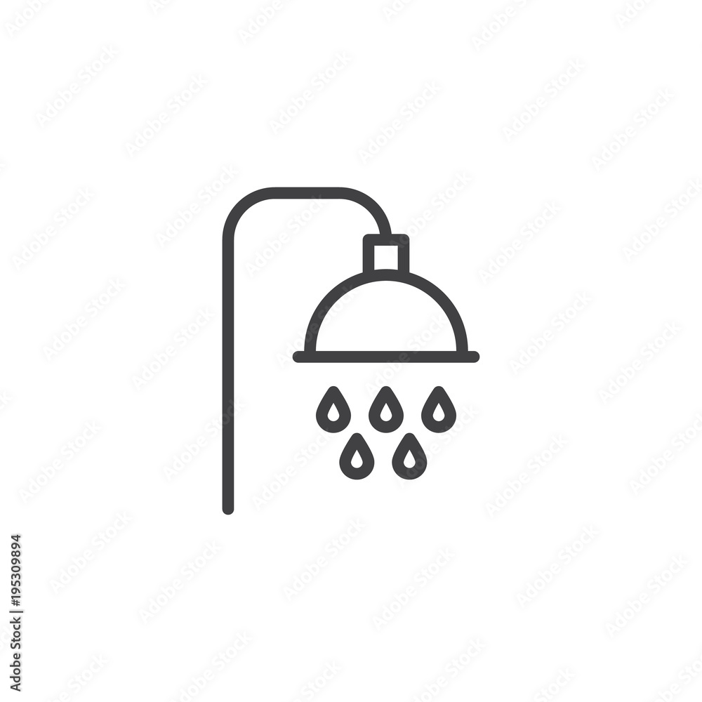Shower outline icon. linear style sign for mobile concept and web design. Showerheads simple line vector icon. Symbol, logo illustration. Pixel perfect vector graphics Shower outline icon. linear style sign for mobile concept and web design. Showerheads simple line vector icon. Symbol, logo illustration. Pixel perfect vector graphics